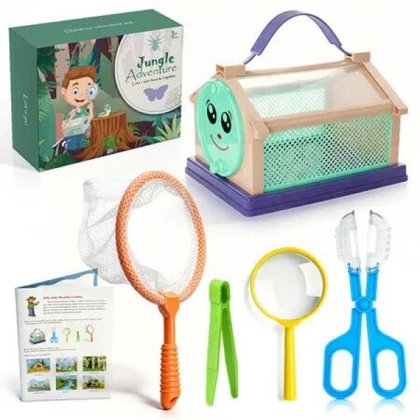 Childrens Outdoor Adventure DIY Assembled Insect Observation Box Insect Watching Box Catching Magnifying Glass Suitable for Outdoor Insect Catching