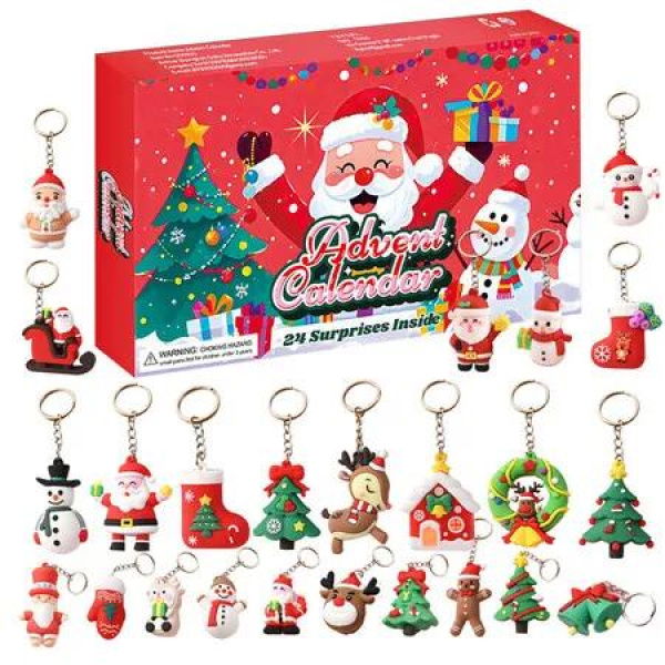 Christmas 24 Keychains Blind Box Countdown Calendar 24 Days Perfect Birthday Christmas Gift