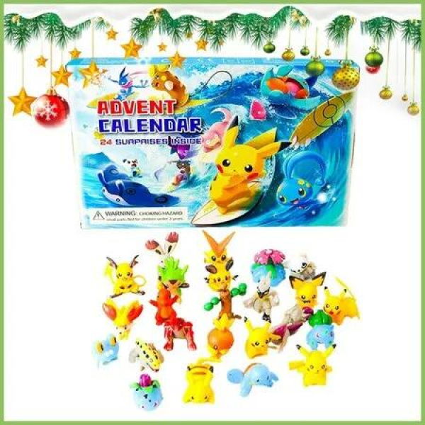 Christmas Advent Calendar 2024, 24 Pack Pokemon Toys 24 Days Countdown Christmas Gifts for Kids And Christmas Hoilday Season