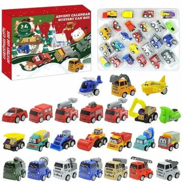 Christmas Advent Calendar 2025 for Boys:24 Days Countdown Calendar,Xmas Gifts Toy Cars with 24 Different Pull Back Car Set