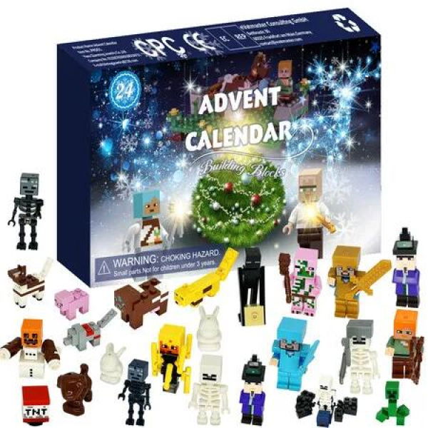 Christmas Advent Calendar 24 Days Building Blocks Toy Figures Countdown Calendar, Christmas Holiday Party Favor Gift for Boys Girls