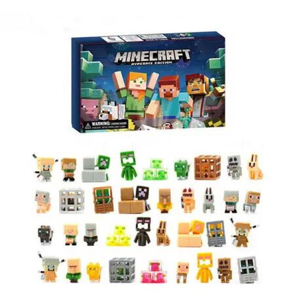 Christmas Advent Calendar 24 Days Building Blocks Toy Figures, Including 24 Random Figures Christmas Toys for Boys Girls Age 3 Up, A