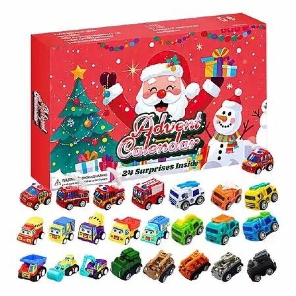 Christmas Advent Calendar 24 Days Countdown Calendar for Construction Cars
