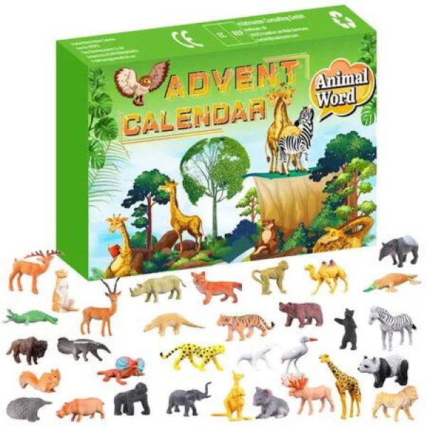 Christmas Advent Calendar 24 Days Countdown Calendars with Animal figures Gift Box Christmas Gifts for Kids