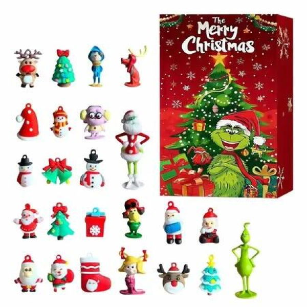 Christmas Advent Calendar 24 Days Cute Cartoon Elf Figures Doll Christmas Countdown Calendar for Doll Collectible Figures Gift