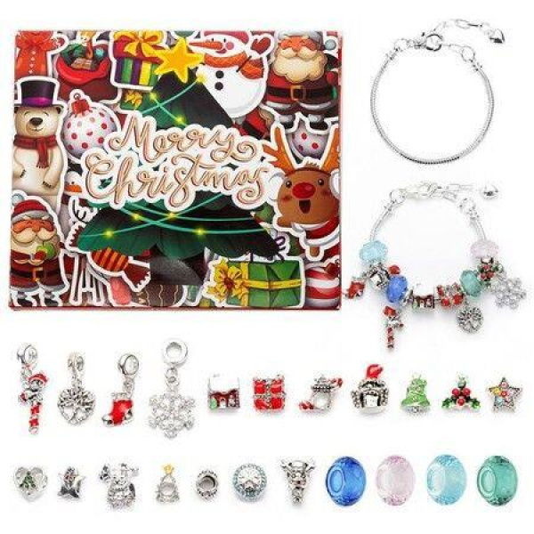 Christmas Advent Calendar Bracelet 24 Days Countdown Making Kit DIY Charm Beads for Kids Christmas Gifts