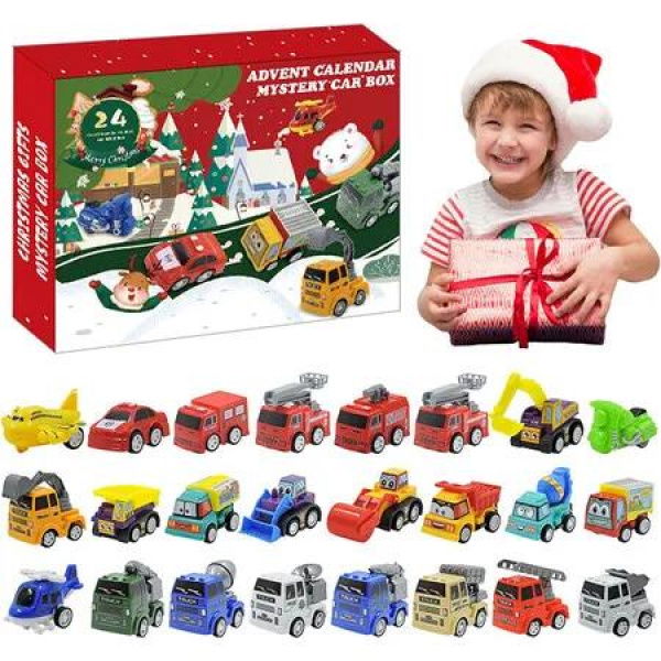 Christmas Advent Calendar, Christmas Countdown Calendar, Fire Truck Vehicles Engineering Vehicles Excavators Holiday Favors for Kids Boys Girls Age3 to 8