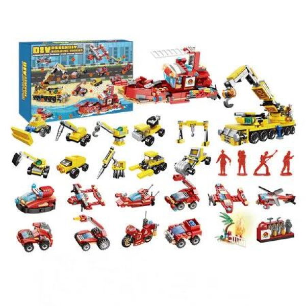 Christmas Advent Calendar, Kids 24 Days Countdown Different Construction Vehicles Fire Truck Building Blocks for Boys Girls Toddlers Teen Age 3 Up