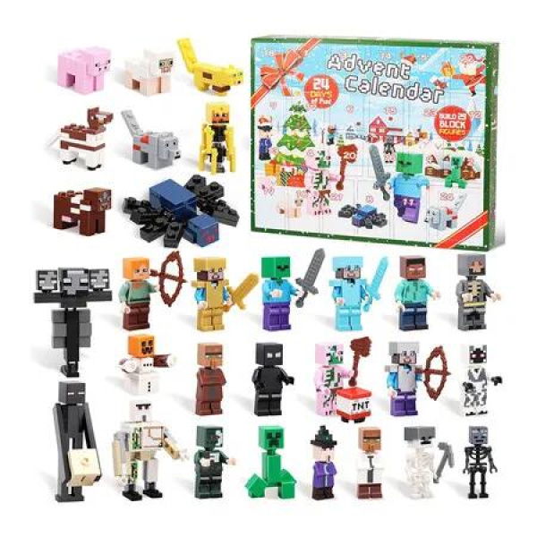 Christmas Advent Calendar Toys, 24 Days Surprise Christmas Countdown Calendar Toy Figures Building Blocks Including 29 Characters, Kids Advent Calendar Xmas Gifts for Kids Boys Girls Fans Age 3 Up