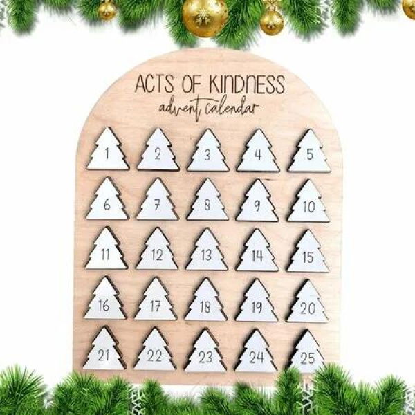 Christmas Advent Calendar Wooden Countdown 25 Days Acts Of Kindness Christmas Gift