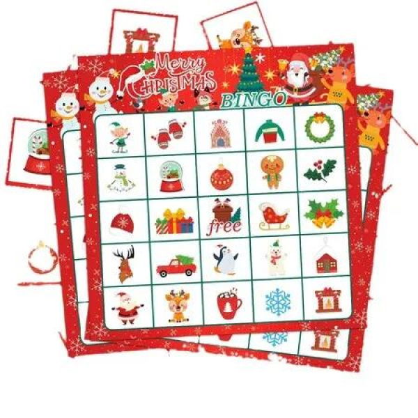 Christmas Bingo Card Game for Family Christmas Bingo Board Game New year Holiday Party, Card Games Home Activities