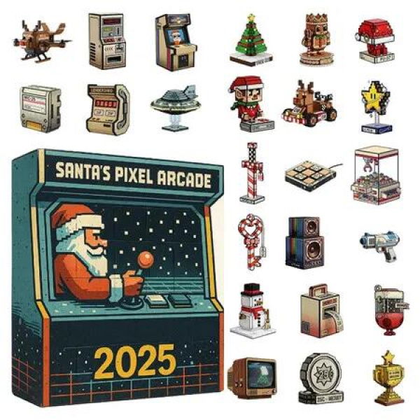 Christmas Countdown 2D Acrylic Santa Calendar 24-Day Holiday Decoration with Fun Seasonal Ornament for Holiday Home Decor
