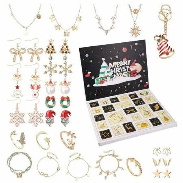Christmas Countdown Calendar 24 Days Jewelry Bracelets Advent Princess Makeup Jewelry Perfect for Adding to Holiday Celebrations Daily Surprises