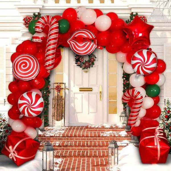 Christmas Decorations Balloon Arch Garland Kit Including Merry Christmas Banner Santa Claus Snowman Christmas Tree Stars