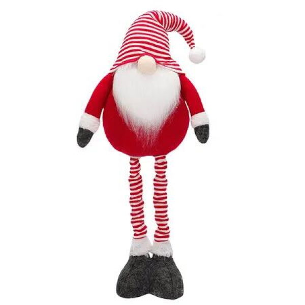 Christmas Decorations Bundle Red and White Striped Faceless Doll Standing Pose Figurine Elderly Retractable Ornament,1 Pack