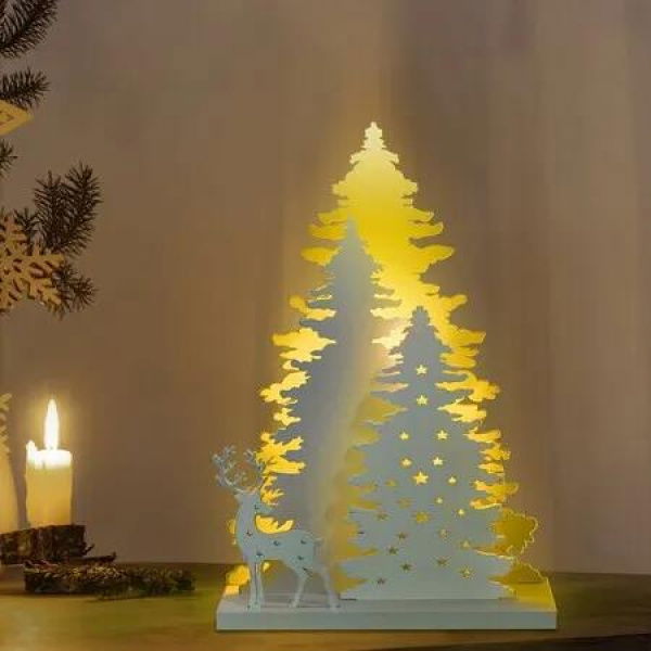 Christmas Decorations Indoor, Artificial Christmas Tree with Light for Table for Holiday Home Decor or Winter Decoration, Warm