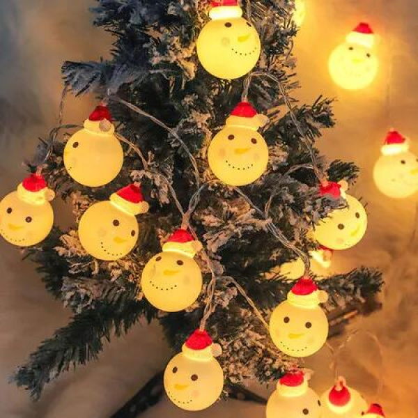 Christmas Decorative Lights Snowman String Lights Battery Operated Copper Wire Light for Christmas Tree Xmas Party Garden Patio