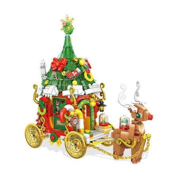 Christmas Elk Carriage Building Blocks , Christmas Construction Set Model Compatible with Lego Creator Christmas, 648 Pieces