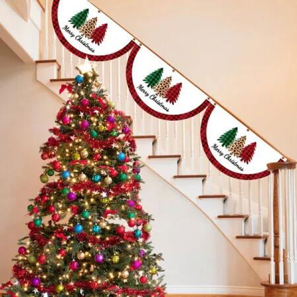 Christmas Fan Flag Banner Merry Christmas Hanging Flag Decoration For Home Garden Window Corridor Ornaments New Year