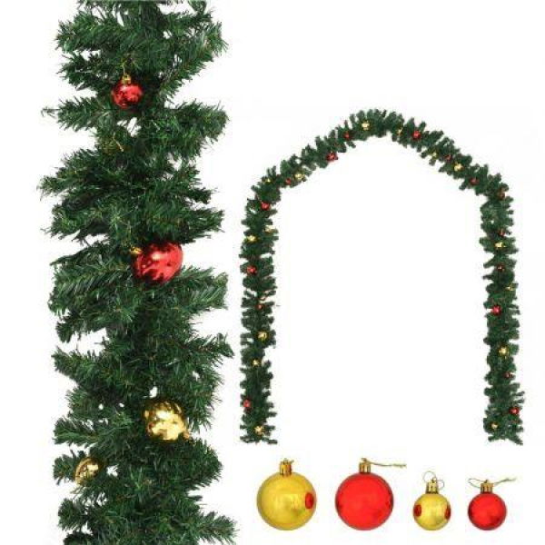 Christmas Garland Decorated With Baubles 5 M