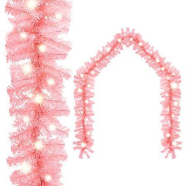 Christmas Garland With LED Lights 10 M Pink