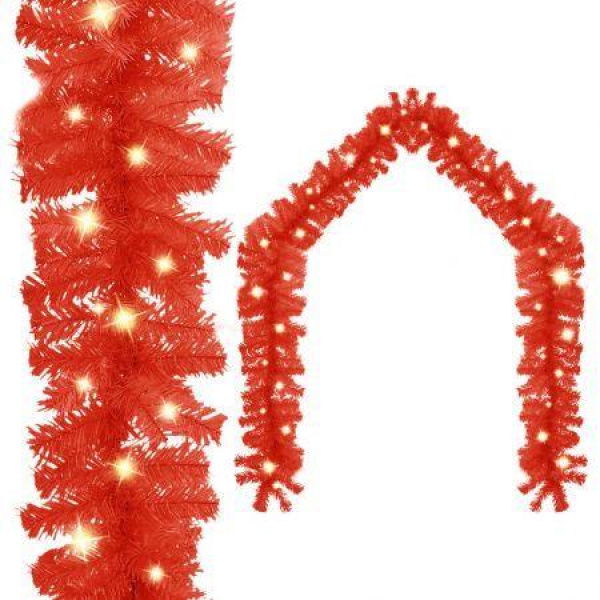 Christmas Garland With LED Lights 10 M Red