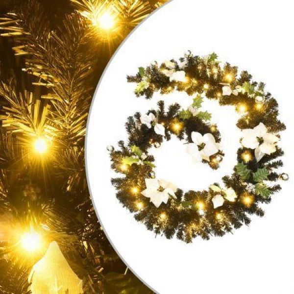 Christmas Garland With LED Lights Black 2.7m PVC.