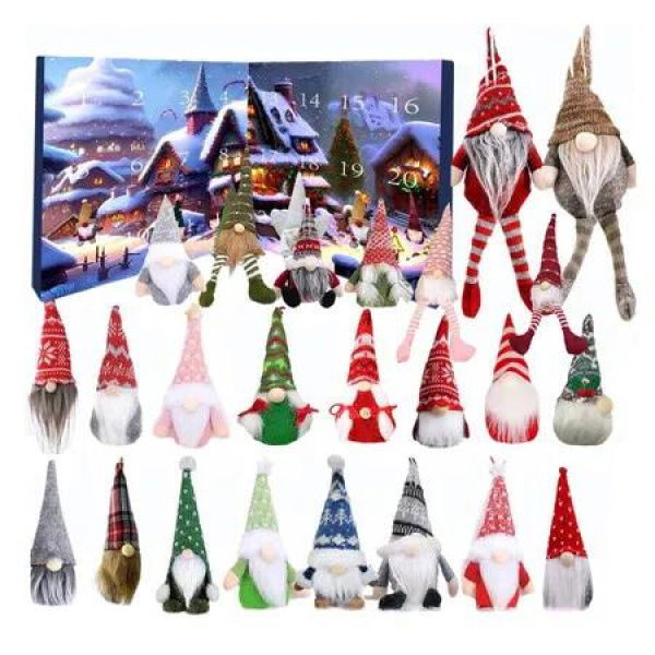 Christmas Gnome Advent Calendar,24 Pieces Gnome Decor Christmas Vacation Advent Calendar,24 Days Countdown To Christmas Ornament Dwarf Doll Collectible Toy Figures Present