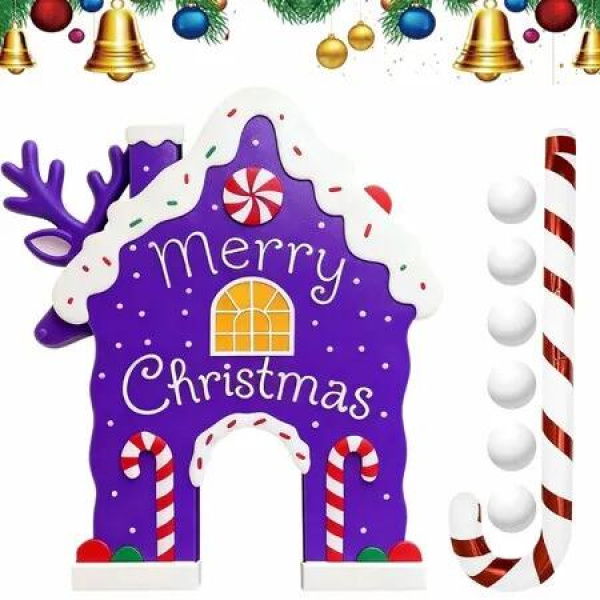 Christmas Golf Game Set With Candy Cane Club 6 Balls,Portable Golf Course Set,Christmas Golf Course Set,For Home Party Christmas Gift