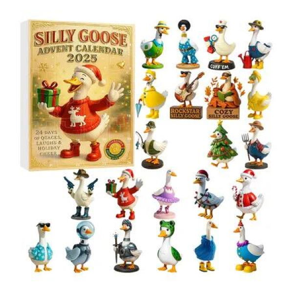 Christmas Goose Advent Calendar 2025,Christmas Countdown Calendar with 24 Pcs 2D Acrylic Hanging Ornaments,Christmas Tree Pendants,Holiday Gift Set