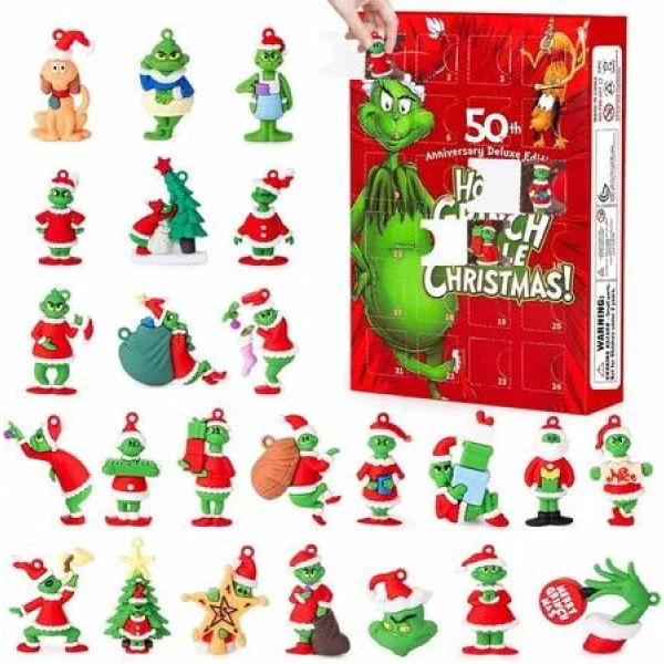 Christmas Grinch Advent Calendar 2026 Countdown Calendars 24 Days Hanging Pendant Xmas Surprises 24 Collectible toys
