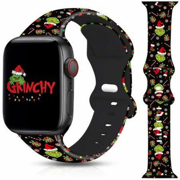 Christmas Grinch Apple Watch Band Compatible with Apple Watch Band 38mm 40mm 41mm,Soft Silicone Sport Replacement Strap Band