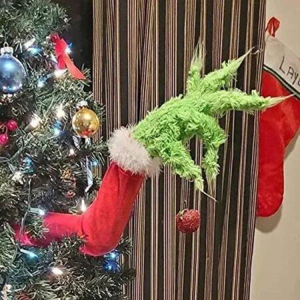 Christmas Grinch Elf Arm Body Tree Decoration Festive Xmas Ornament Home Holiday Display Craft