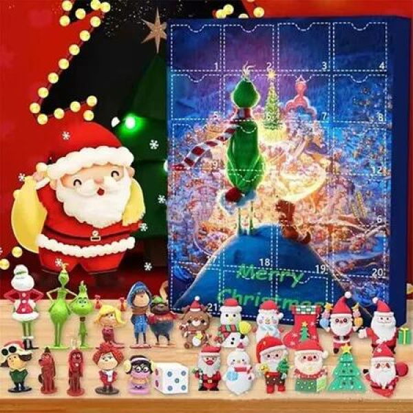 Christmas Grinch Monster 24 Days Countdown Advent Calendar Cute Figures Doll Xmas Countdown Calendar with Surprise Toys