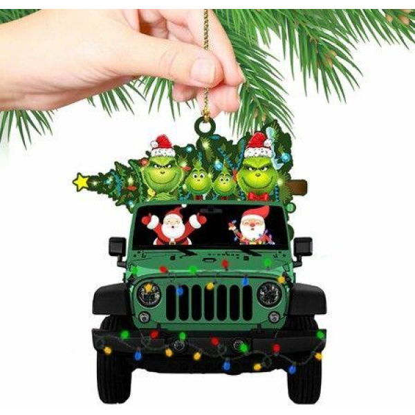 Christmas Grinch Ornament Family Truck Christmas Tree Ornaments Gift Decoration 3X3 Inches-Style C