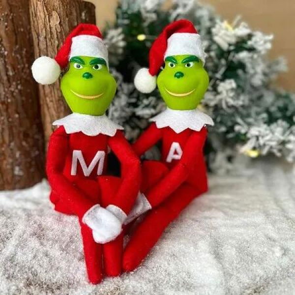 Christmas Grinch Plush Toy 32cm Stuffed Animal Doll Green Monster Xmas Holiday Decorations On The Shelf Festive Childrens Gift