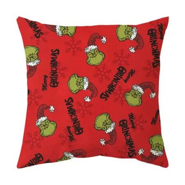 Christmas Grinchs Pillowcase Festive Decoration Sofa Bed Heads Pillow Pillowcase 45*45cm (Excluding Pillow Core)