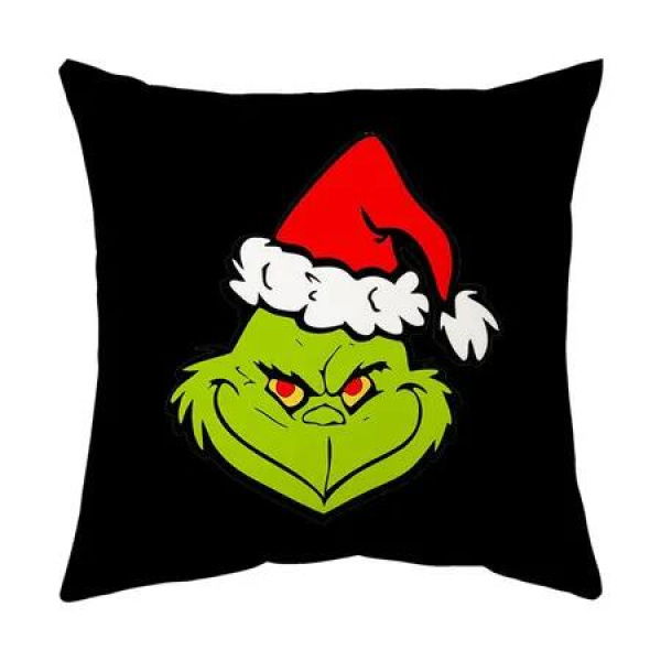 Christmas Grinchs Pillowcase Festive Decoration Sofa Bed Heads Pillow Pillowcase 45*45cm (Excluding Pillow Core)