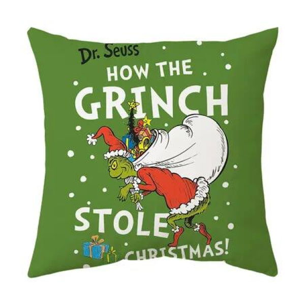 Christmas Grinchs Pillowcase Festive Decoration Sofa Bed Heads Pillow Pillowcase 45*45cm (Excluding Pillow Core)