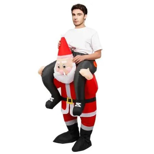 Christmas Inflatable Santa Claus Costume Santa Cosplay Suit Christmas Carnival Halloween Party Costume Prop Fit 120-150cm