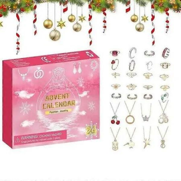 Christmas Jewelry Advent Calendar with Necklace Earrings Rings 24 Days Countdown Calendar For Christmas Gifts