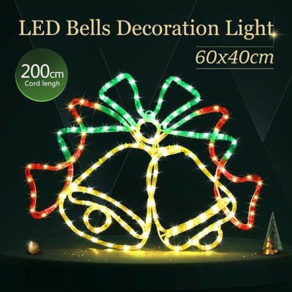 Christmas LED Light Strip Rope Xmas Bell Decor Holiday Ornament Outdoor Indoor 60 X 40CM