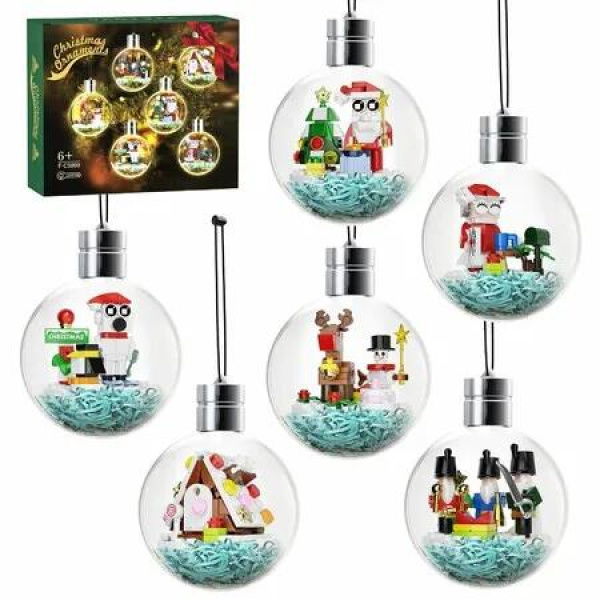 Christmas Light bulb decorative Hanging pendant Tree Building Blocks DIY Santa Claus Figures Decoration Bricks Kids Toys Gifts