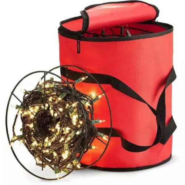 Christmas Light Storage Bag Store A Lot of Holiday Christmas Lights Bulbs, Tear Proof 600D Oxford Fabric, Reinforced Stitched Handles