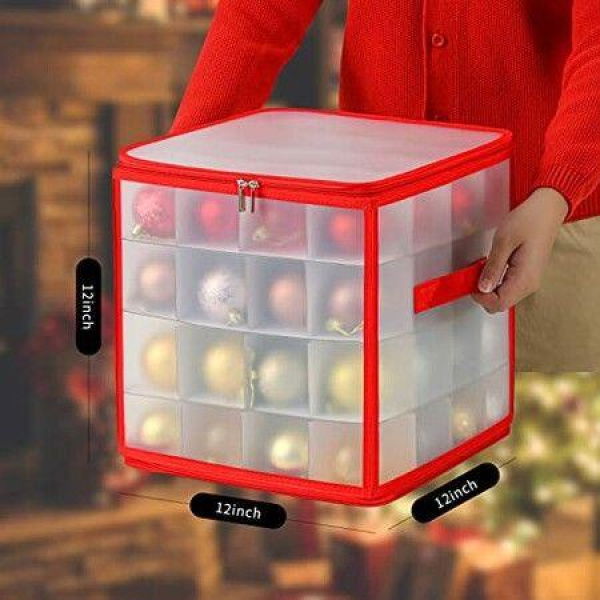 Christmas Ornament Storage Box Hold 64 Christmas Balls Holiday Ornaments Xmas Holiday Ornament Storage Cube Organizer Christmas Chest With Dividers