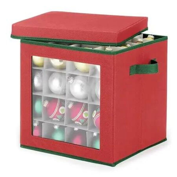 Christmas Ornament Storage Box, Stores upto 64 Holiday Ornaments, Storage Box Keeps Holiday Decorations Clean and Dry for Next Season