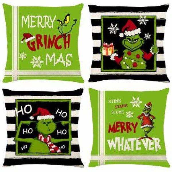 Christmas Pillow Covers 18x18 inch Set of 4 for Christmas Decorations Pillow Case Decor for Farmhouse Home Sofa Couch Bed