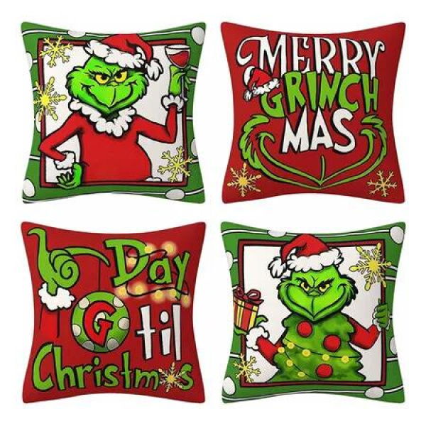 Christmas Pillow Covers 18x18Inch Set of 4 Christmas Decorations Christmas Pillows Case Decor for Home Bedroom Sofa