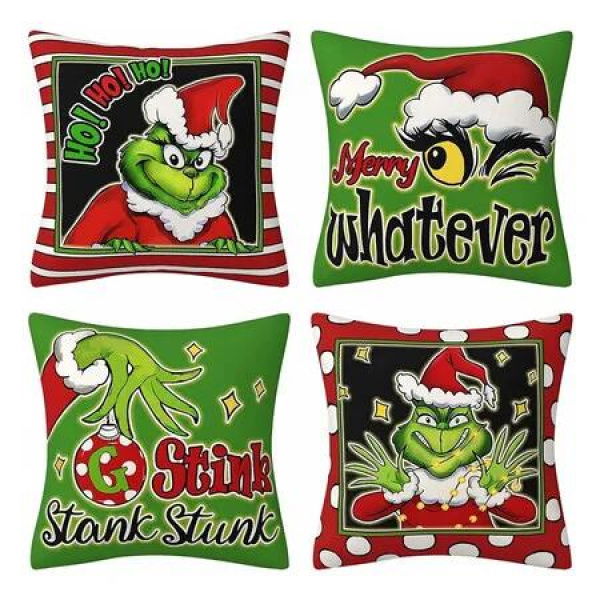 Christmas Pillow Covers 18x18Inch Set of 4 Christmas Decorations Christmas Pillows Case Decor for Home Bedroom Sofa