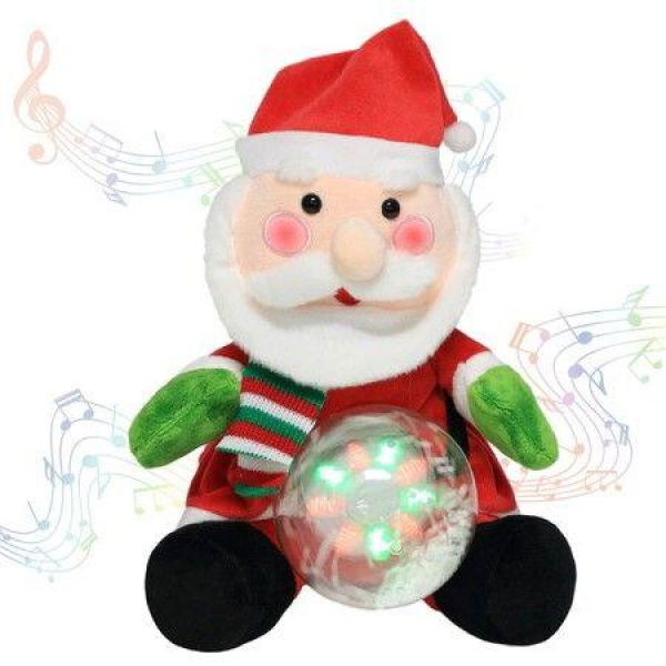 Christmas Reindeer Interactive Singing Animation Plush Animal Music Electric Stuffed Toy With Ball Childrens Gift (Santa Claus)